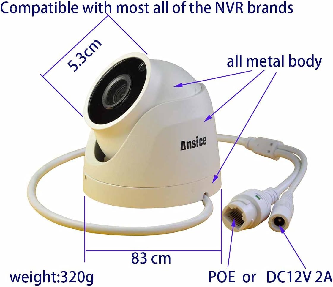 Indoor 4MP PoE IP Camera Metal Dome Network Camera 4.0 MP PoE Infrared Night Vision CCTV Camera Wide Angle 2.8mm Lens POE IP Security System Surveillance