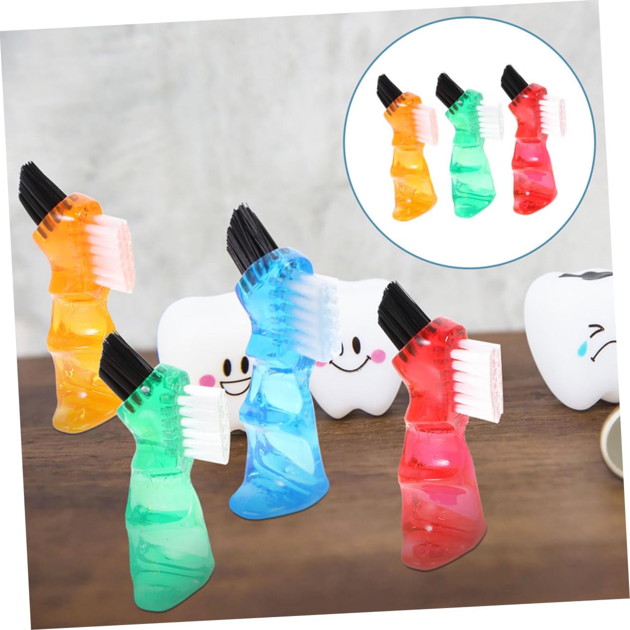 ERINGOGO Set 3 Pezzi Spazzole Mini per Pulizia Protesi Dentaria, Spazzole Portatili in Plastico Pp, Pratiche e Facili da Trasportare per Uso Domestico