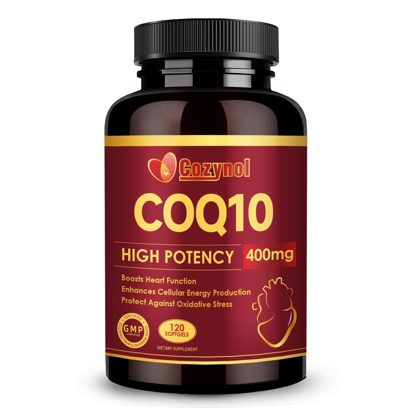 CoQ10-400mg-Softgels with PQQ & Omega 3, Maximum Absorption Coenzyme Q10, Powerful Antioxidant for Heart Health & Energy Production, 120 Count, Non-GMO