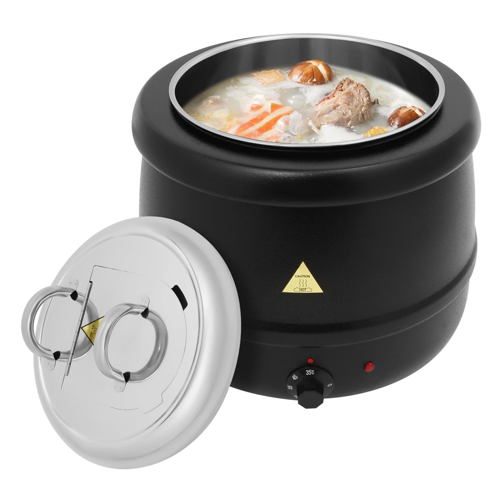Casserole électrique 13 l Plage de température de 95-176 °F Noir | 400 W Cuisinière électrique en acier inoxydable pour grandes cuisines, restaurants, cafés, réunions de famille, fêtes