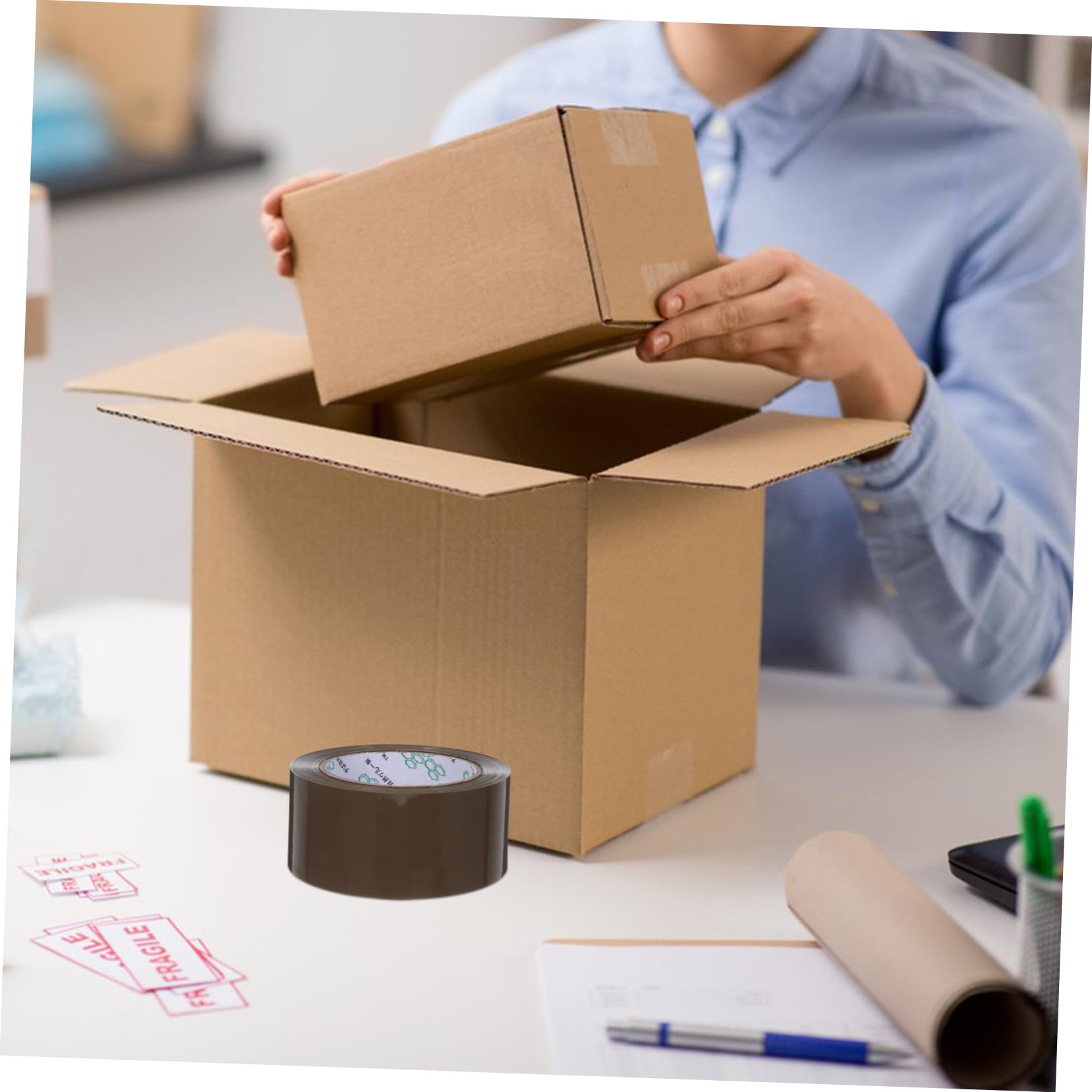 SHINEOFI 5rollen Verpackungsband Hochfestes Versandklebeband Packband für Umzugskartons Verpackungsklebeband mit Starker Klebkraft Kartonverschlussband für Versand und Haushalt