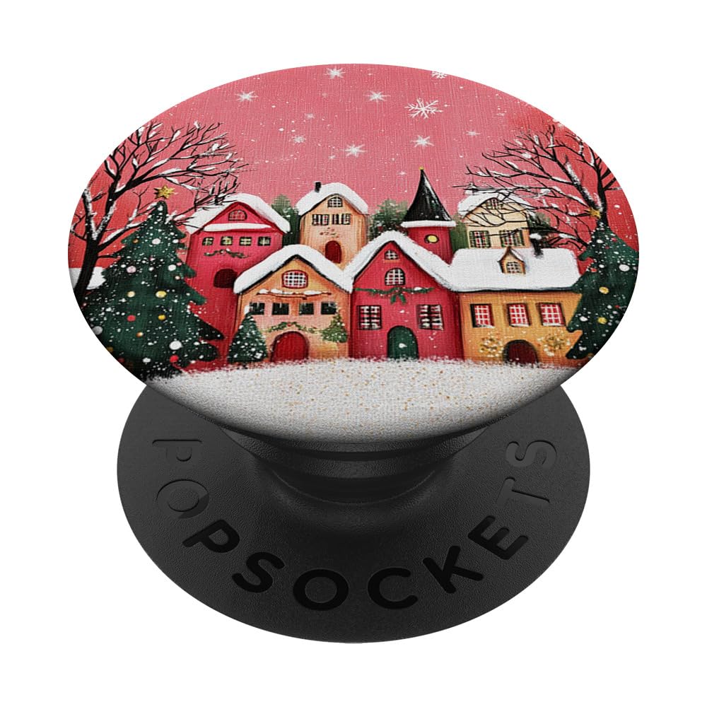 Winter Landscape Village Xmas Christmas Snow PopSockets Adhesive PopGrip