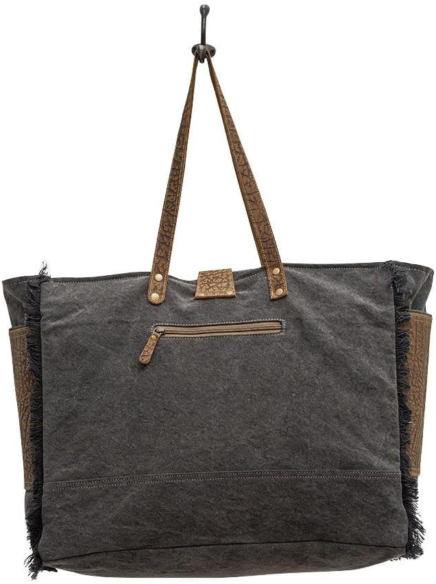 Myra Bag Western Leather Weekender Bag for Women - Cotton & Upcycled Canvas Boho Shoulder Bag Asher