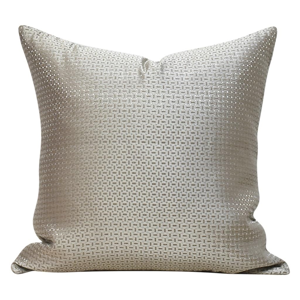Oreiller de canapé gris argenté géométrique confortable en tissu mélangé carré pour salon