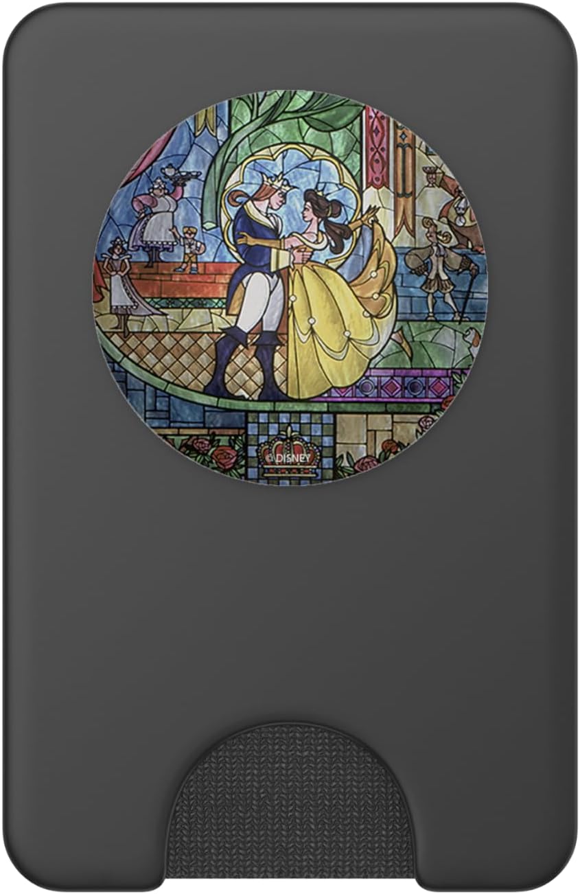Disney Beauty and The Beast Stained Glass Window Dancing PopSockets PopWallet for MagSafe