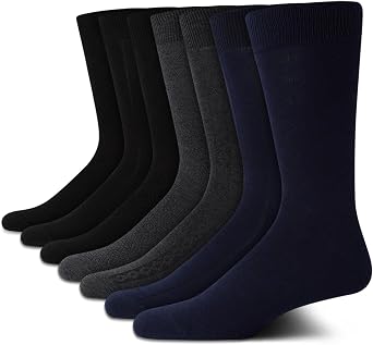Van Heusen Mens 7 Pack Dress Casual Crew Socks, Stretch Moisture-Wicking | Soft Breathable Combed Yarn With a Stay Up Cuff and Smooth Toe Seam, Polished All Day Comfort for the Office and Formal Wear