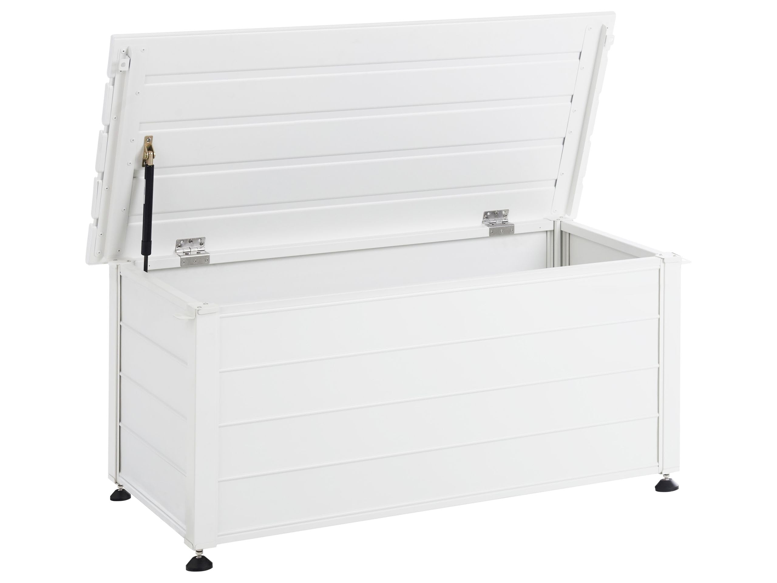 Beliani Garden Storage Box Aluminium 113x50 cm Garden Furniture Storage White Campalto
