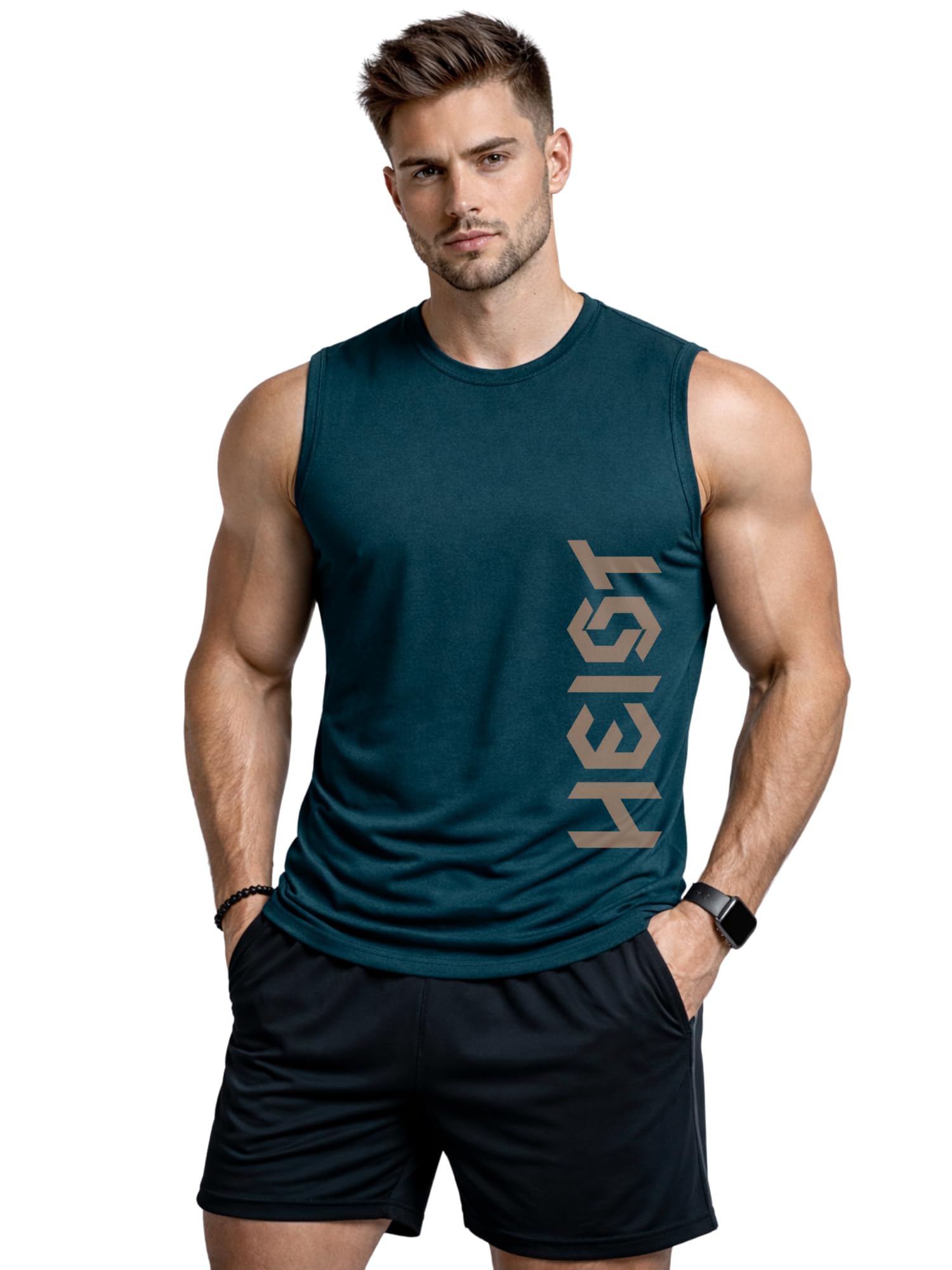 Men’s Sleeveless Gym Vest | Muscle Fit Workout Tank Top | Quick Dry Sports Vest for Training, Running & Fitness-CCUT Heist