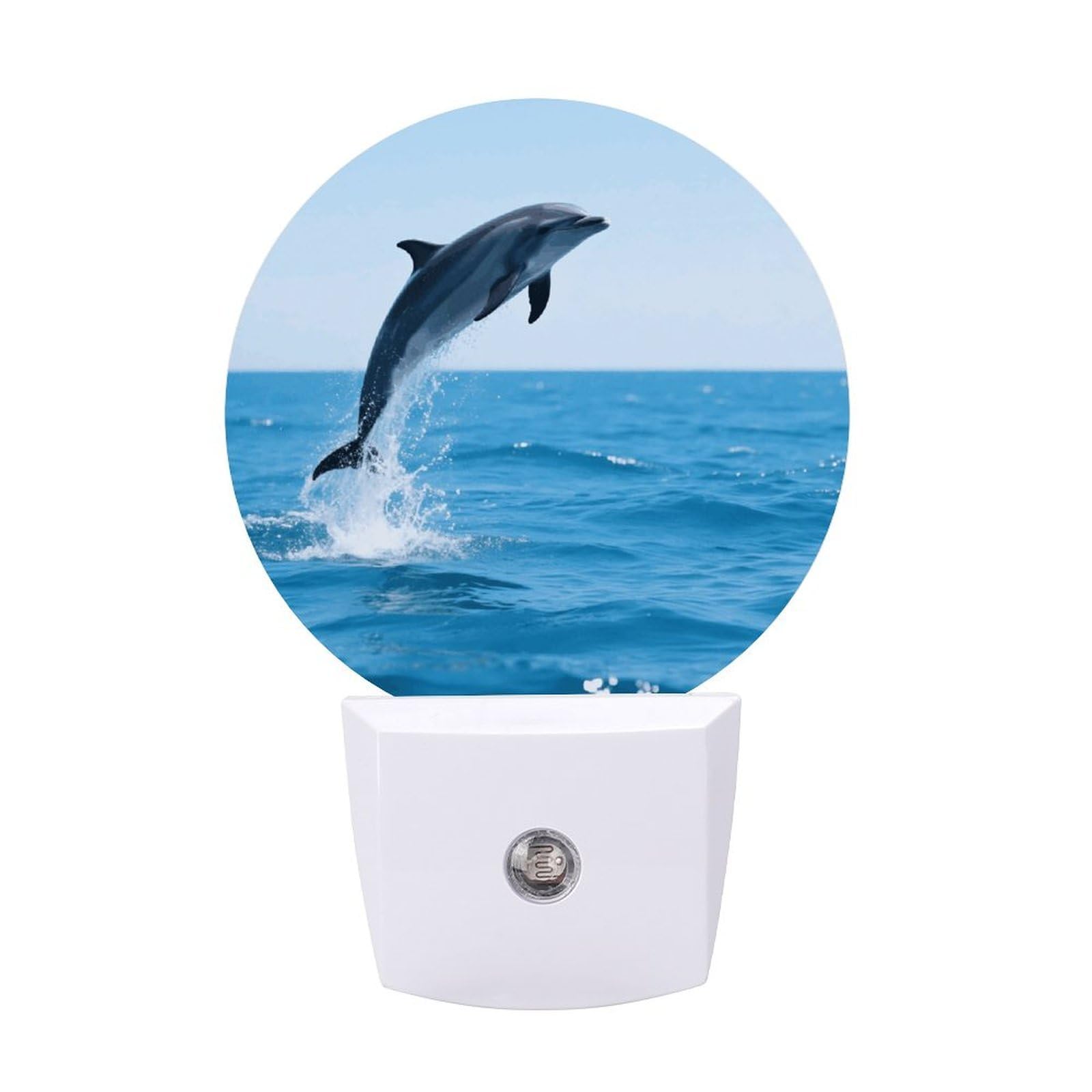 Night Light Plug Into Wall with Dusk to Dawn Sensor 0.5w Modern LED Dolphin Underwater Plug in Night Lamp Warm White Glow Nightlight for Bedroom Hallway Kitchen Bathroom Stairs Corridor(Round)