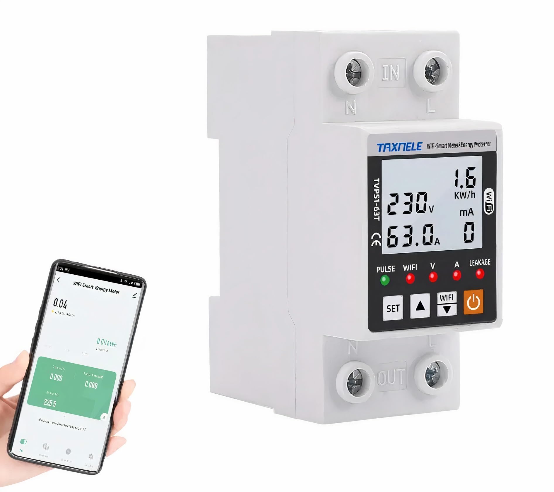XPR3SS Taxnele 63A TUYA WiFi Bidirectional Meter Smart Earth Leakage Over Voltage Under Voltage Over Current Earth Leakage Surge Protector Relay Switch Energy Power kWh Smart Life (63ACB)-image-27