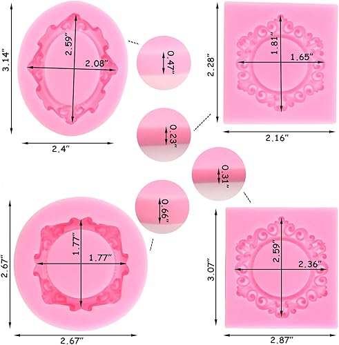 Miniatura 4 de ZiXiang Marcos de fotos de silicona estilo barroco Curlicues Scroll Lace Photo Frame Molds Fondant Moldes para decoración de tartas, decoración de