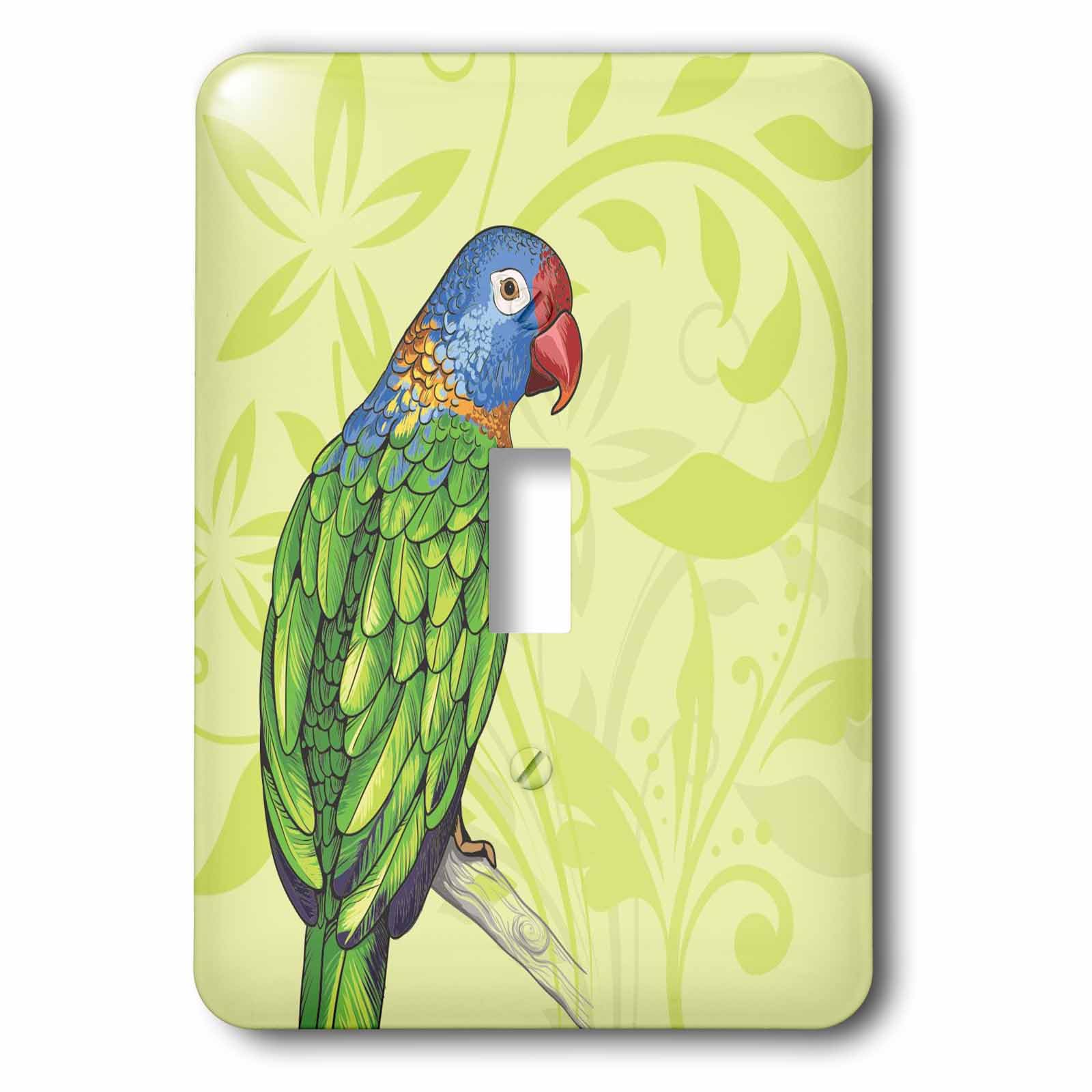 Interrupteur à bascule simple déco exotique motif oiseau 3dRose lsp_165529_1 vert perroquet