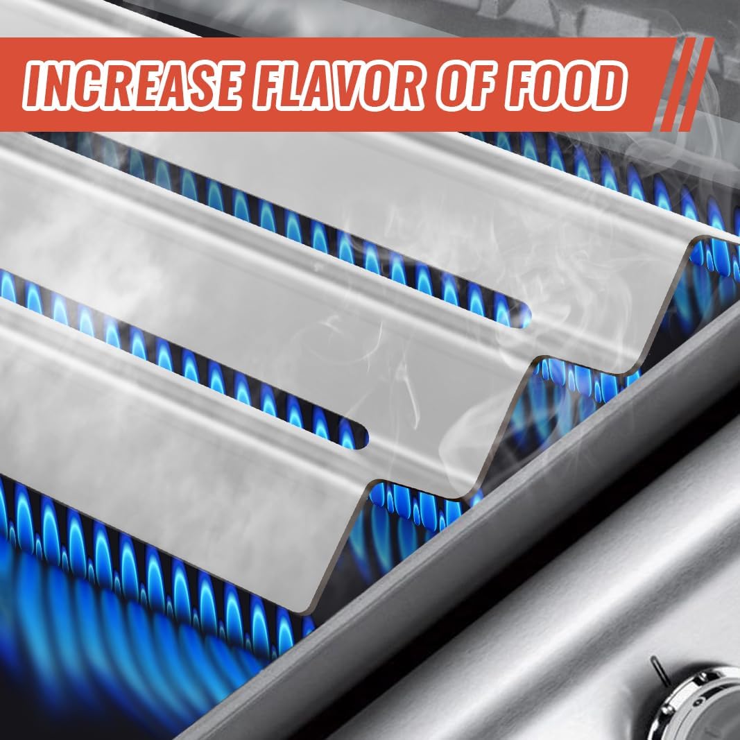 Grill Replacement Parts for Napoleon LEX485/605/730 LE LD485 Series Grills S81001, 4 Pack Grill Burner and Heat Plates, Stainless Steel (Burner and Heat Plate-4)