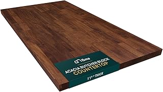 Bme Acacia Butcher Block Countertop, Wood Table Top, Butcher Block Desk Table Top for DIY Kitchen Island, Washer Dryer, or Workstation – Walnut – 48"L x 25"W x 1.5"Th