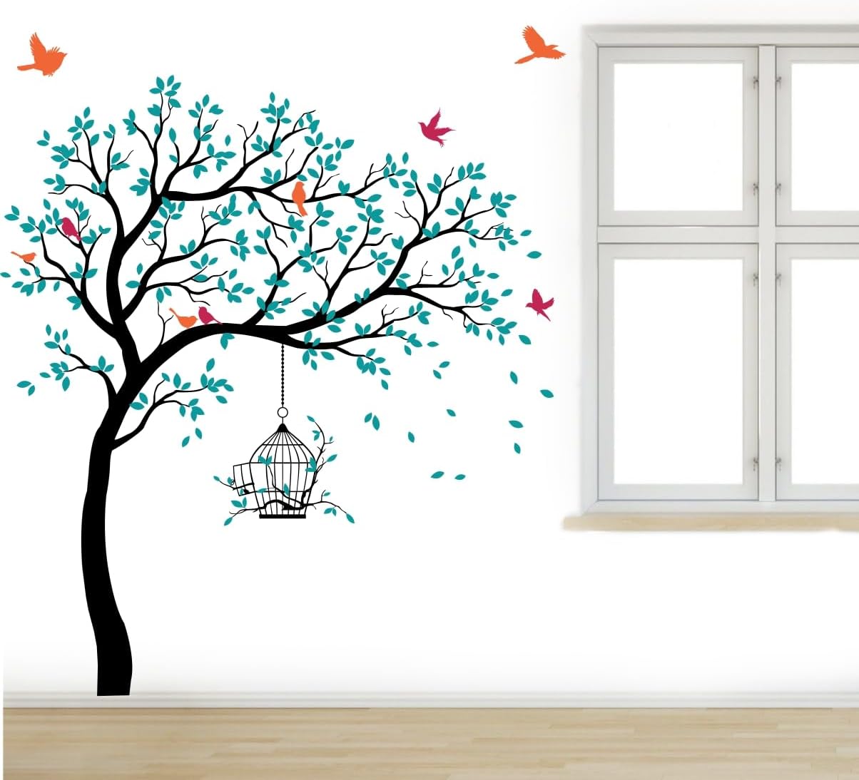 Rawpockets Blue Tree with Birds and Cage