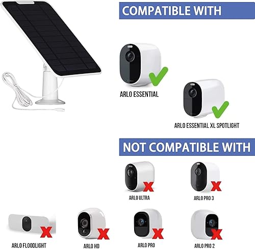 Miniatura 4 de Panel solar mejorado de 5 V 6 W para cámara de seguridad, compatible con Eufycam 2C2C Pro22 ProE20E40E, con puerto micro USB, adaptador USB-C y