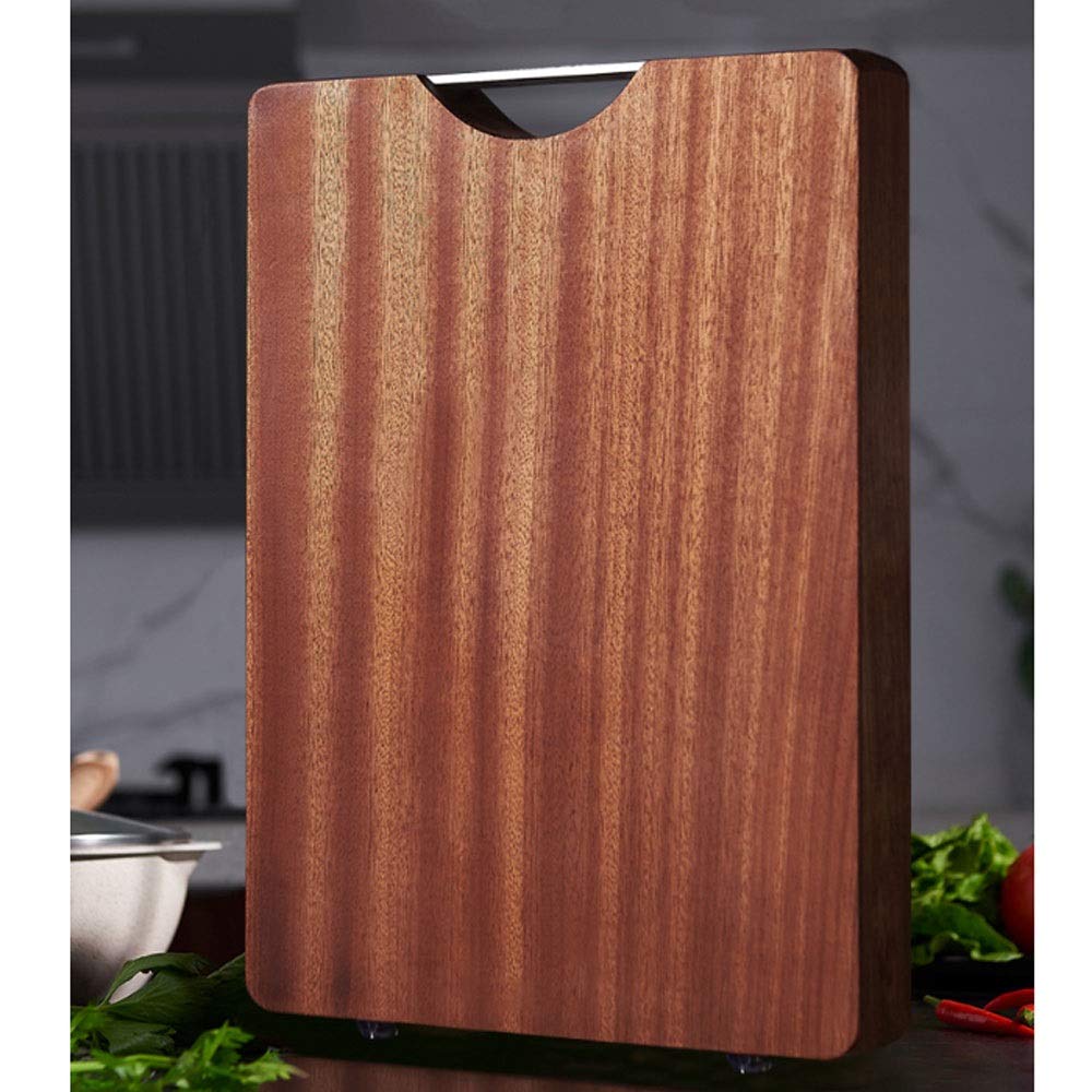 Tabla de cortar grande de madera para cortar de cocina, para carne, carnicero, queso, verduras, bandeja de servir resistente con asas