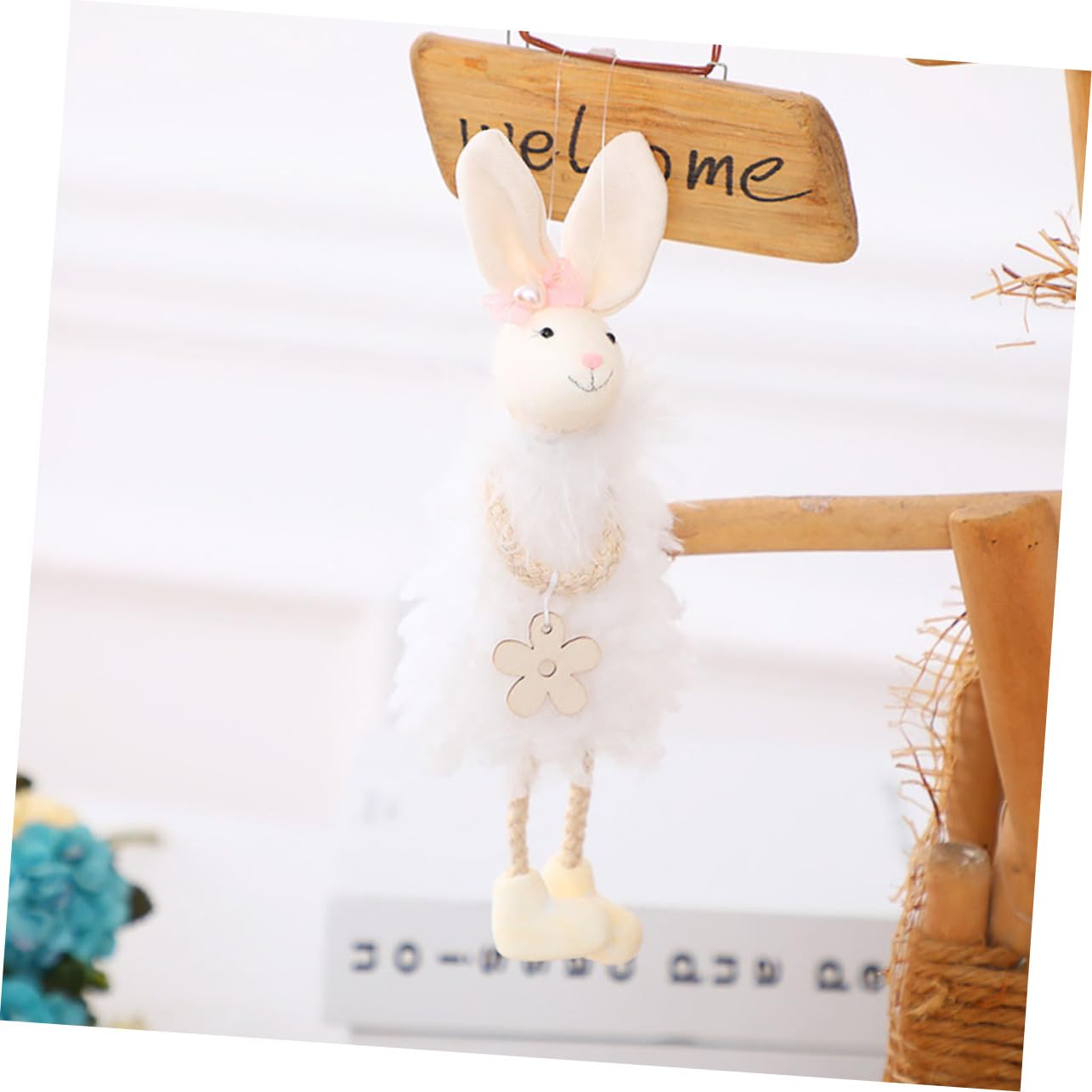 BESTonZON Décoration Suspendue Lapin de Pâques en Tissu 3 Pièces, Pendentif Lapin Mignon Cartoon pour Fête et Accessoires Garçon et Filles