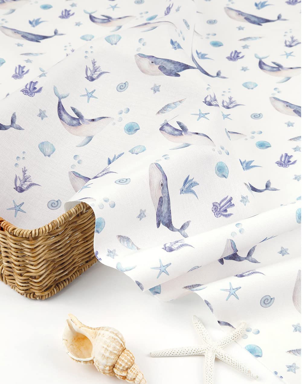 Amazon | 【韓国生地】 動物柄 クジラ柄 オーシャン クジラの遊泳 生地 コットン100％ シーチング Korean Animal Whale  Fabric 45cm X 110cm | 布・生地 通販