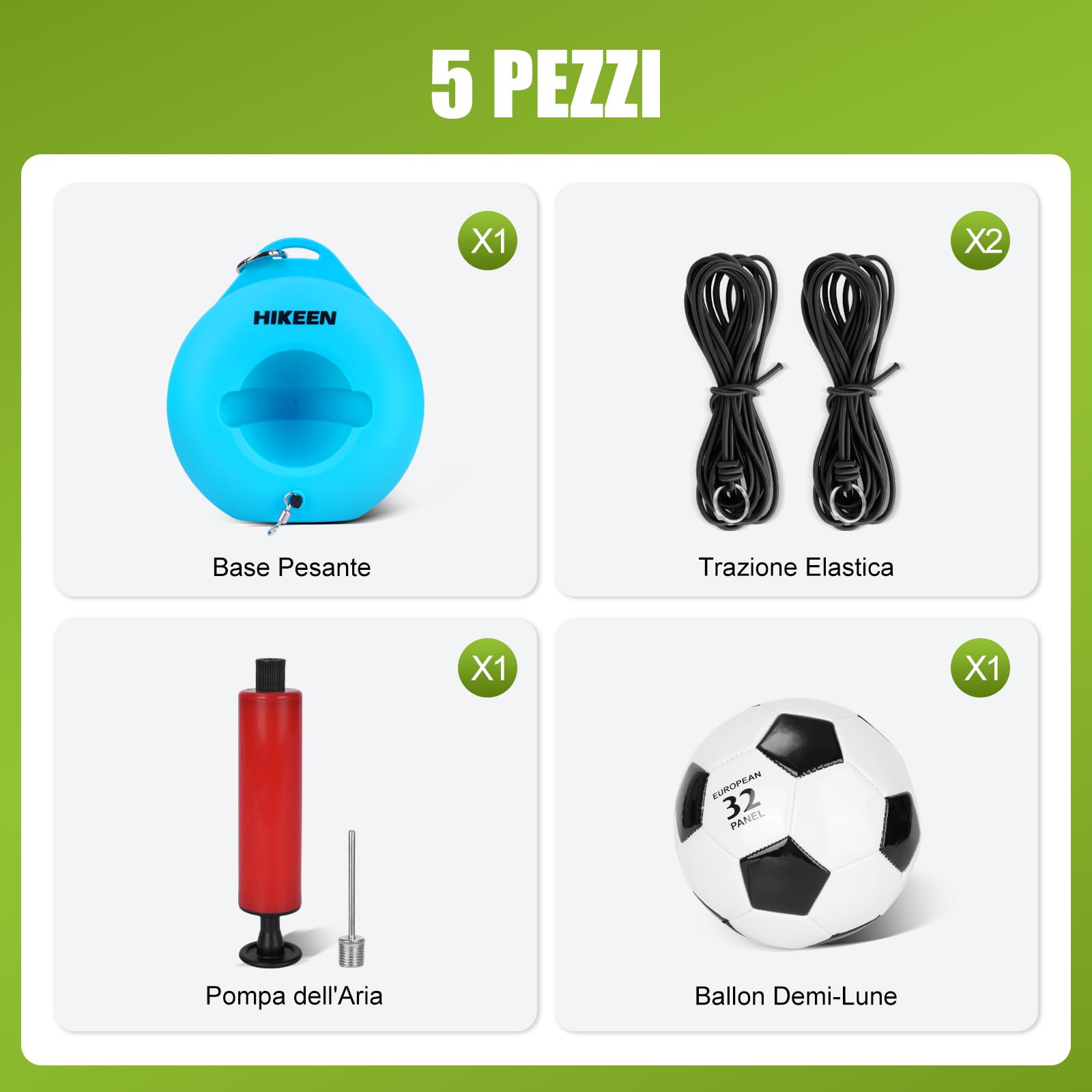 Hikeen Set Allenamento Calcio con Palla Rimbalzante, Attrezzatura Portatile per Ragazzi e Adulti, Accessori Calcio con Base Metallica per Allenamento in Giardino, Campo o Parco