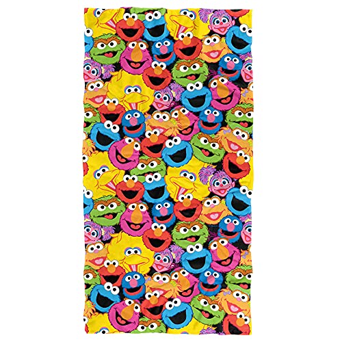 Image of LOGOVISION Sesame Street Character Head Collage Officially Licensed Beach Towel 30" X 60"