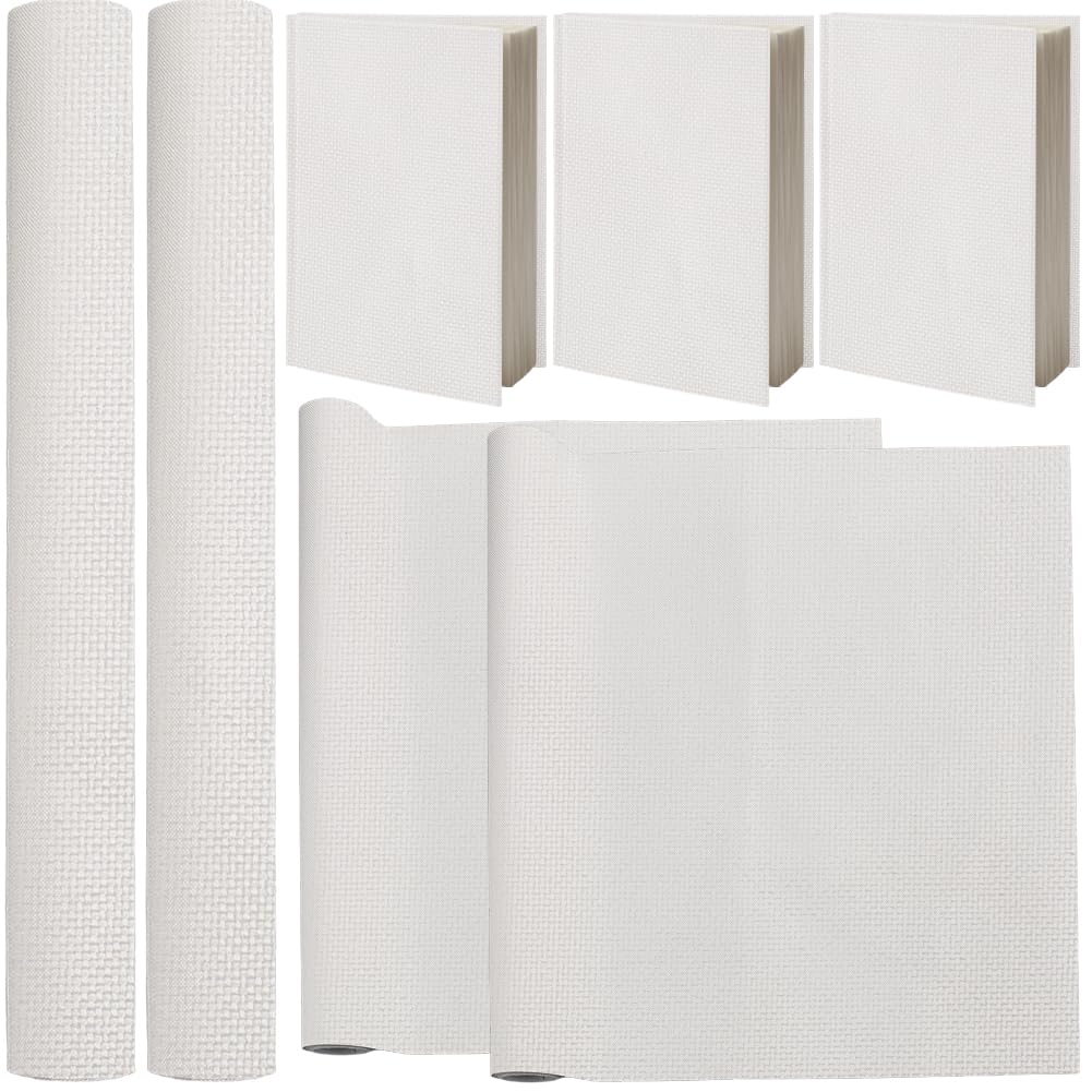CRASPIRE 2 Rolls 51 x 11.8 Inch White Linen Book Cloth for Books Binding Fabric Surface Paper Backed Bookcover Album Scrapbooking Archival DIY Covering Repairing Protector Bookbinding Supplies