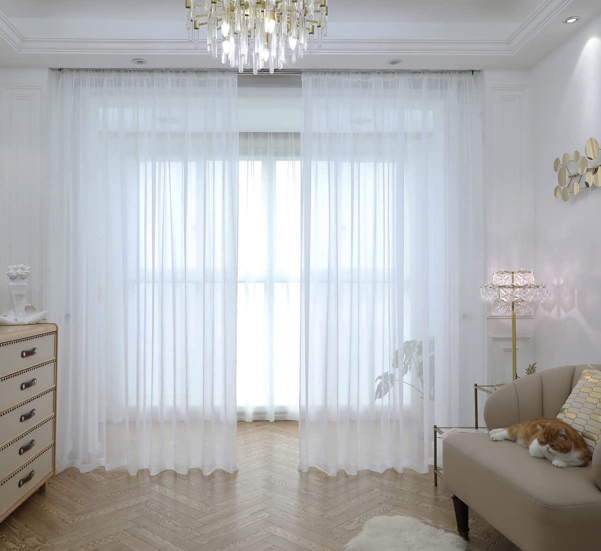 MIANBO Ivory Sheer Curtains 84 Inches Length 2 Panels Set Window Sheer Curtains Basic Rod Pocket for Bedroom Children Living Room Yard Kitchen