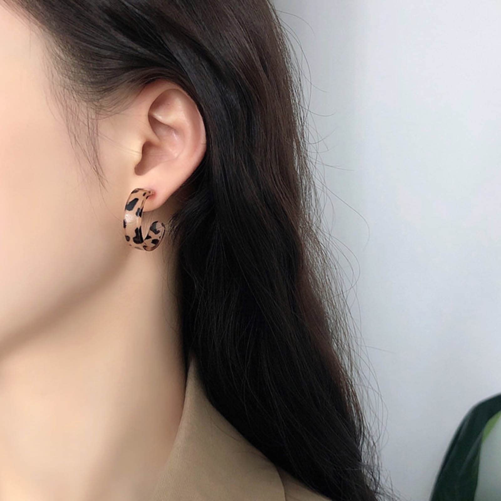 Orecchini Donna A Cerchio Leopardati In Acrilico E Resina - Leggeri E Geometrici, Stile Goccia