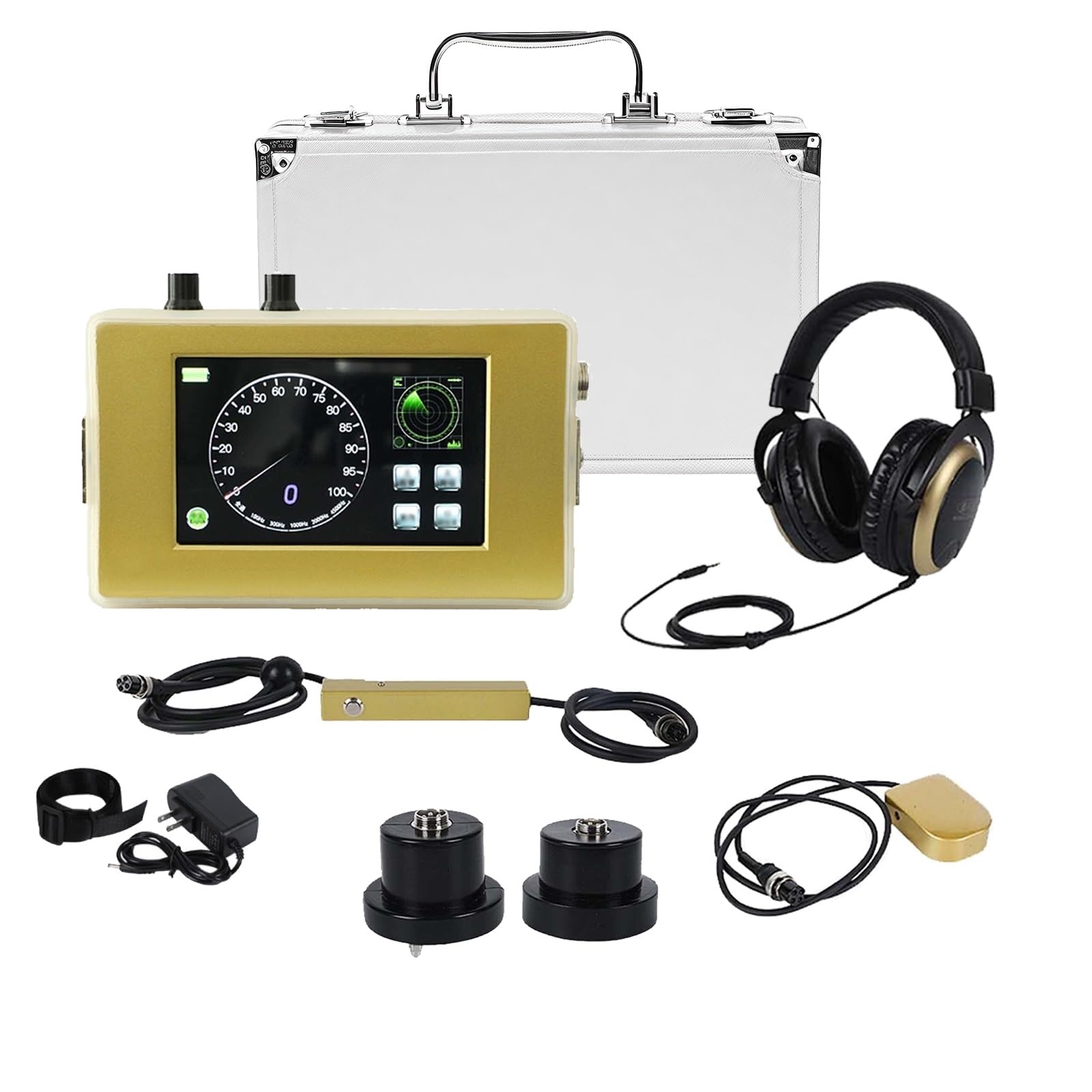 Détecteur de fuite d'eau, capteur géophone avec écran LCD, sensibilité et fréquence réglables, réduction du bruit pour la détection de tuyaux souterrains