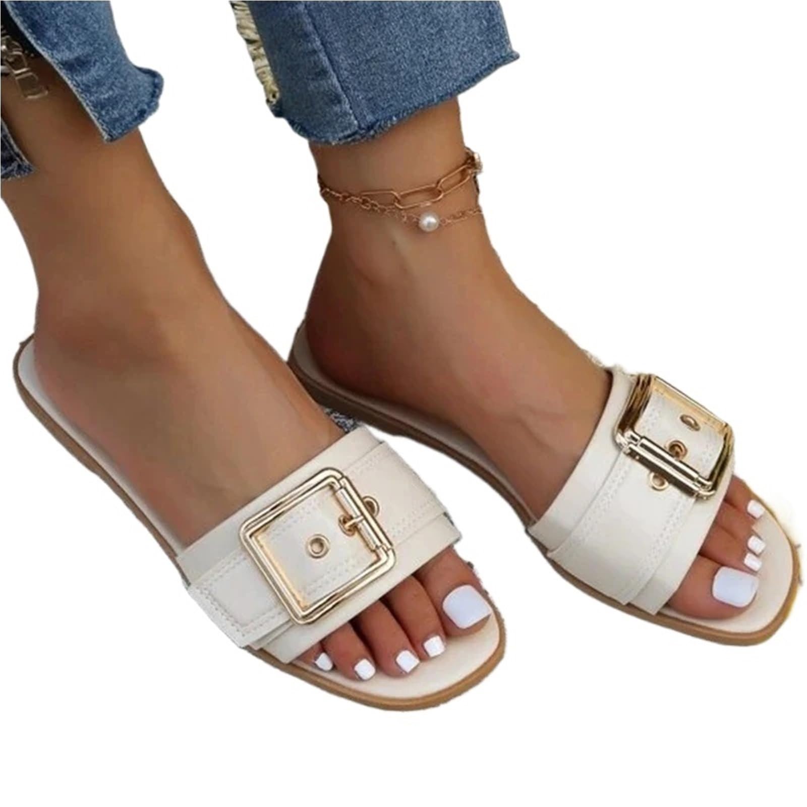 Ciabatte da Donna Ciabatte Piatte con Punta Aperta da Donna, Scarpe estive da Donna per La Doccia(41)