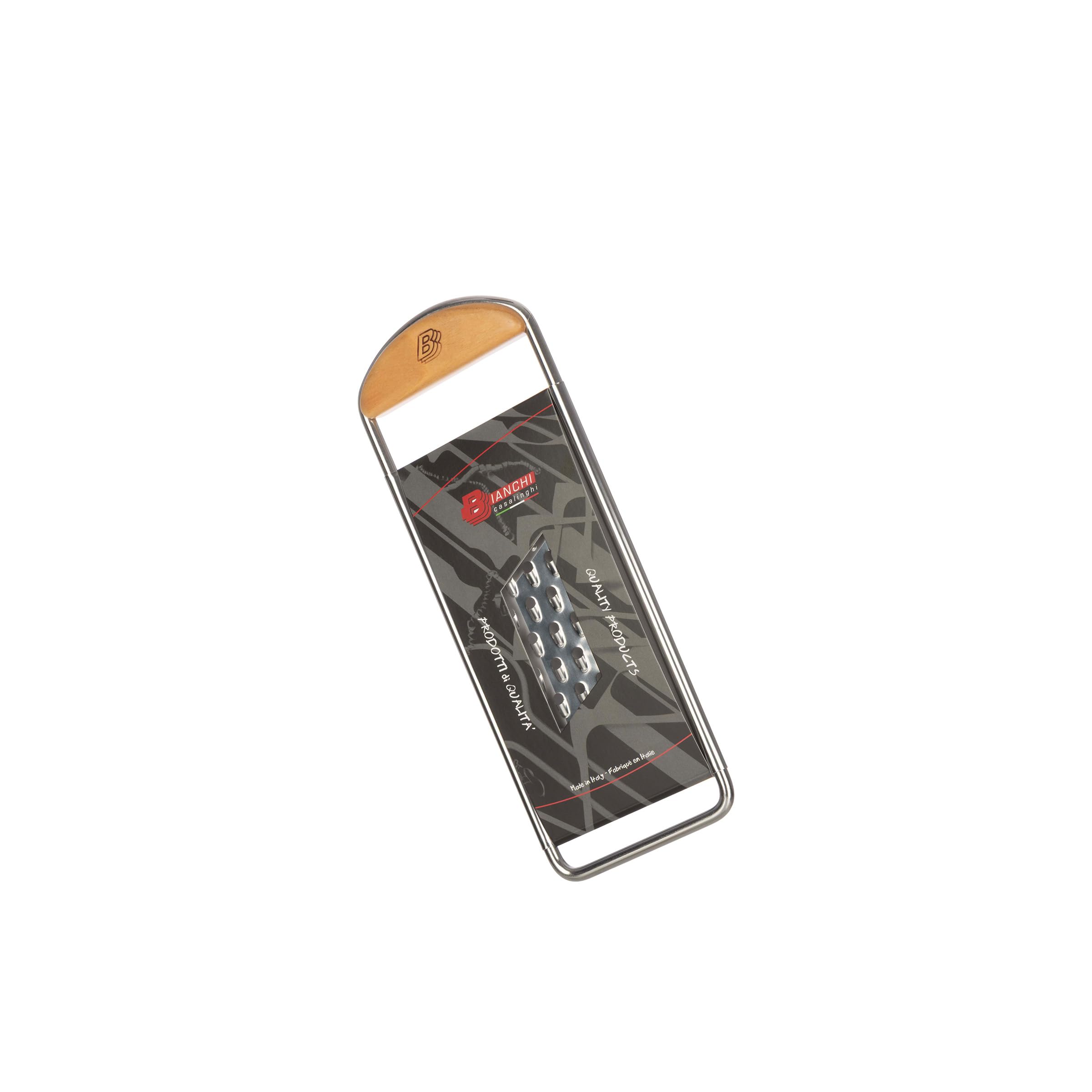 Kings County Tools Käsereibe, handgehalten, flache Lebensmittelreibe, 30,5 x 11,4 cm | Grober Aktenvernichter aus Edelstahl mit Kirschholzgriff für mittelharten Käse, italienische Küchenhelfer