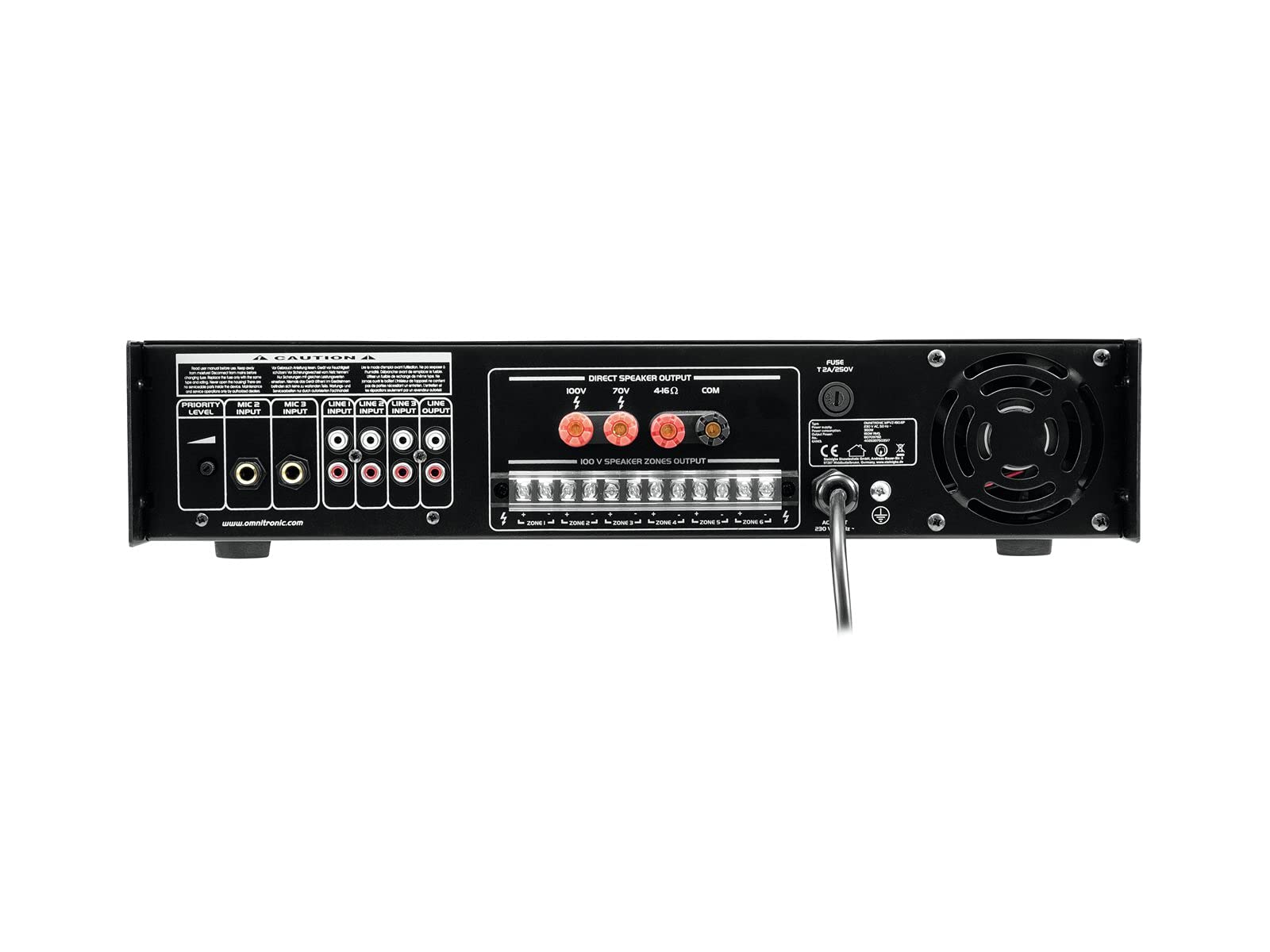 OMNITRONIC MPVZ-180.6P Mischverstärker | 6-Zonen-ELA-Mono-Mischverstärker, MP3-Player & IR-FB, Zonen regelbar, 180 W