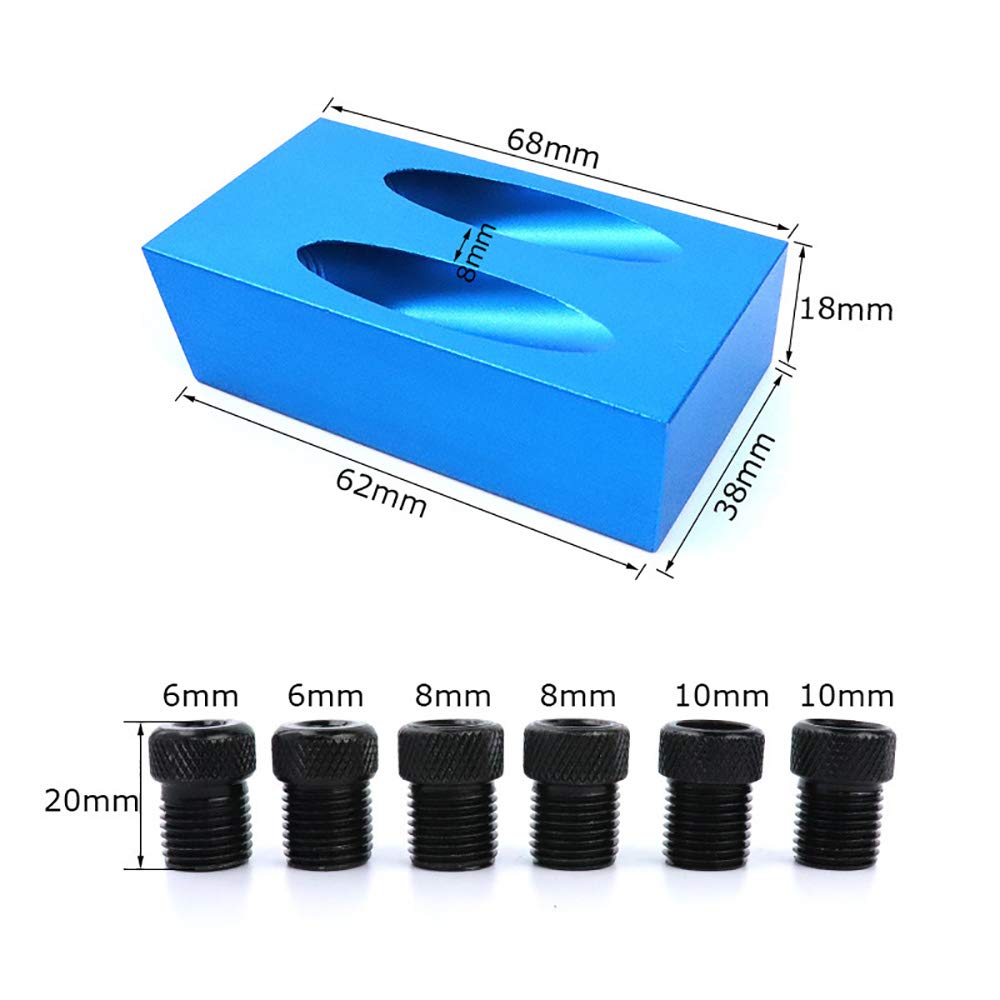 7PCS Set guida trapano per foro tasca, kit di perforazione foro tasca da 15 gradi Kit guida posizionatore guida obliqua per legno