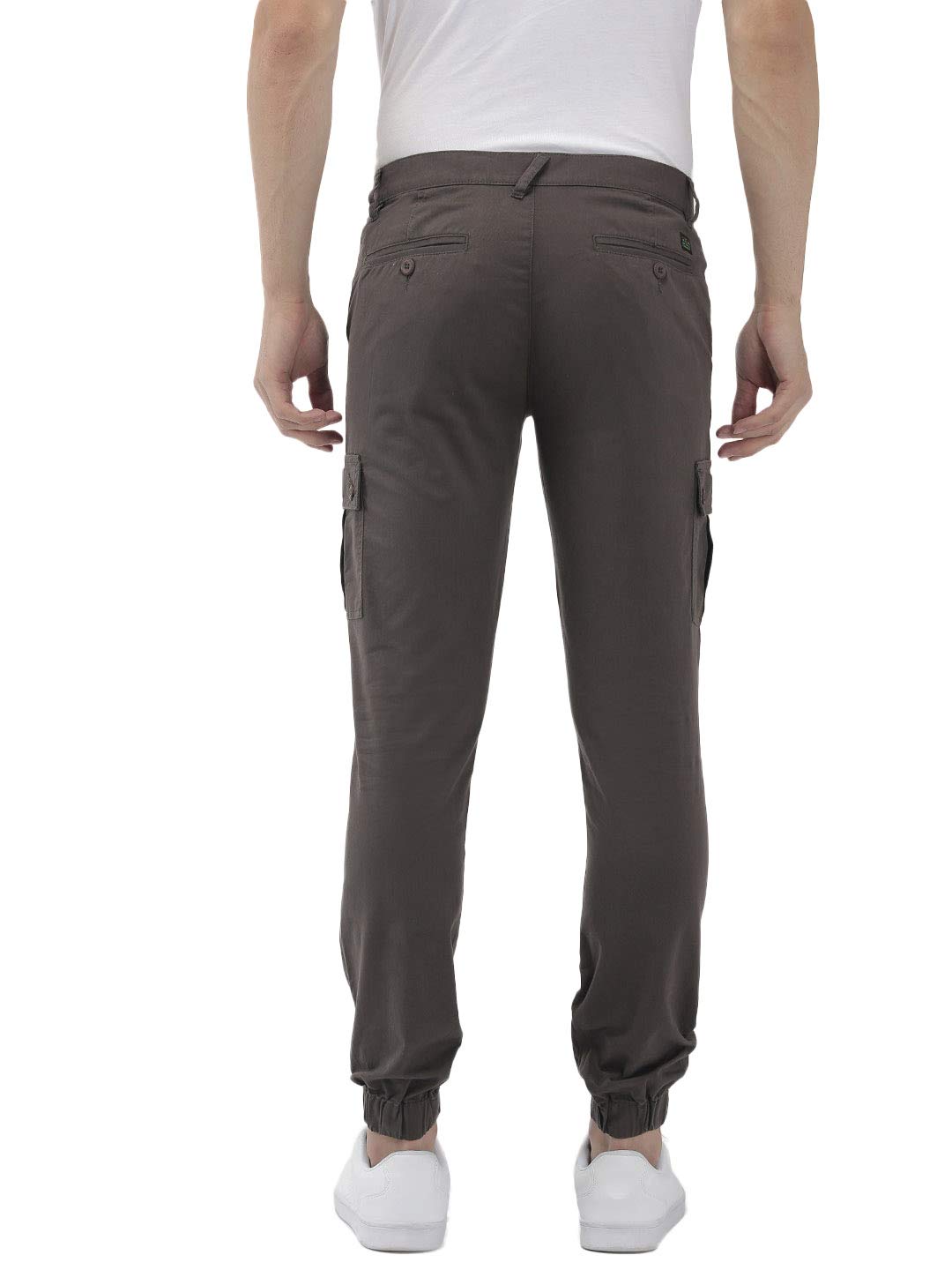 The Indian Garage Co Grey Slim Fit Solid Cargo 1