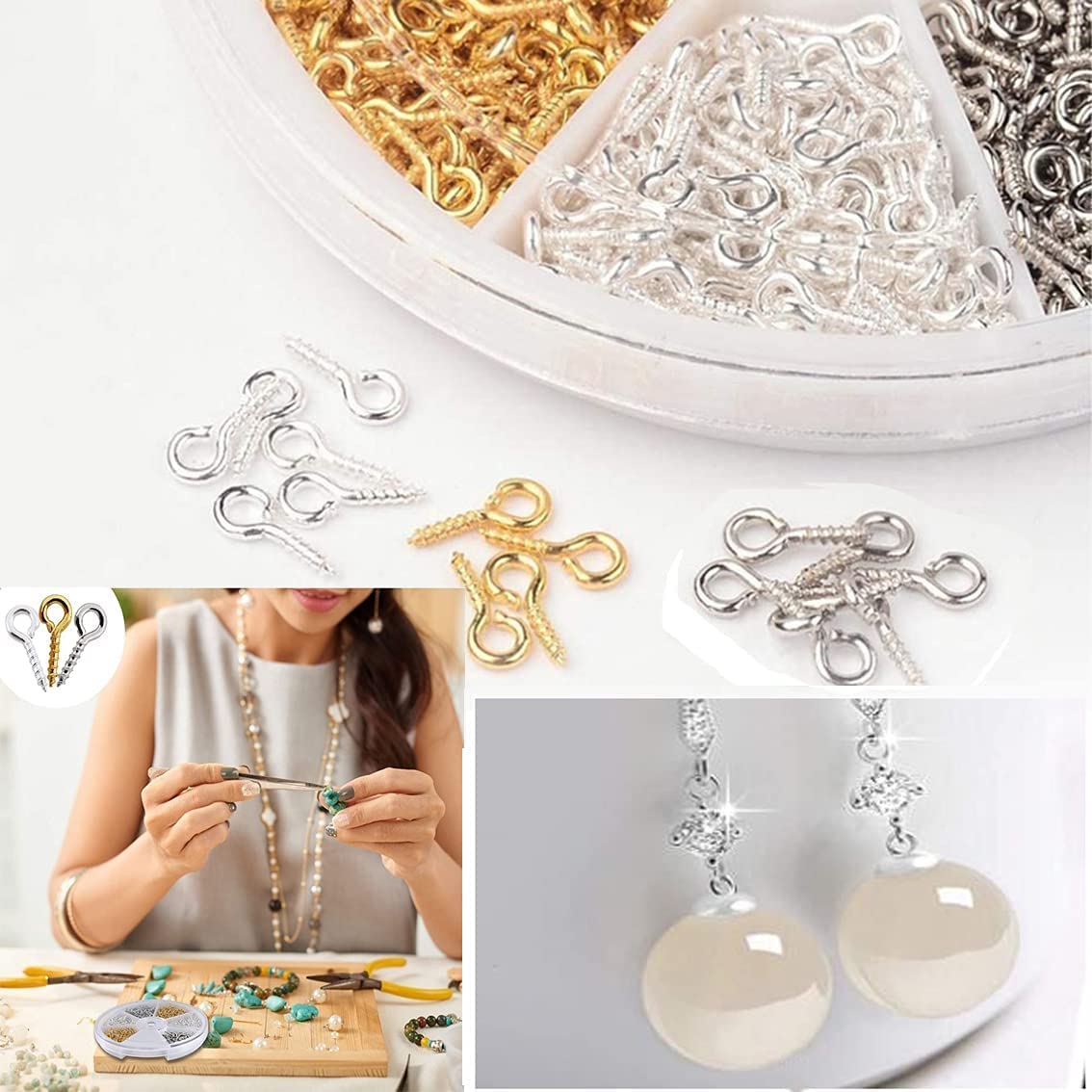 600 Pezzi Viti Ad Anello Mini - Argento, Oro E Platino, Per Gioielli Fai Da Te E Artigianato - Foto 7