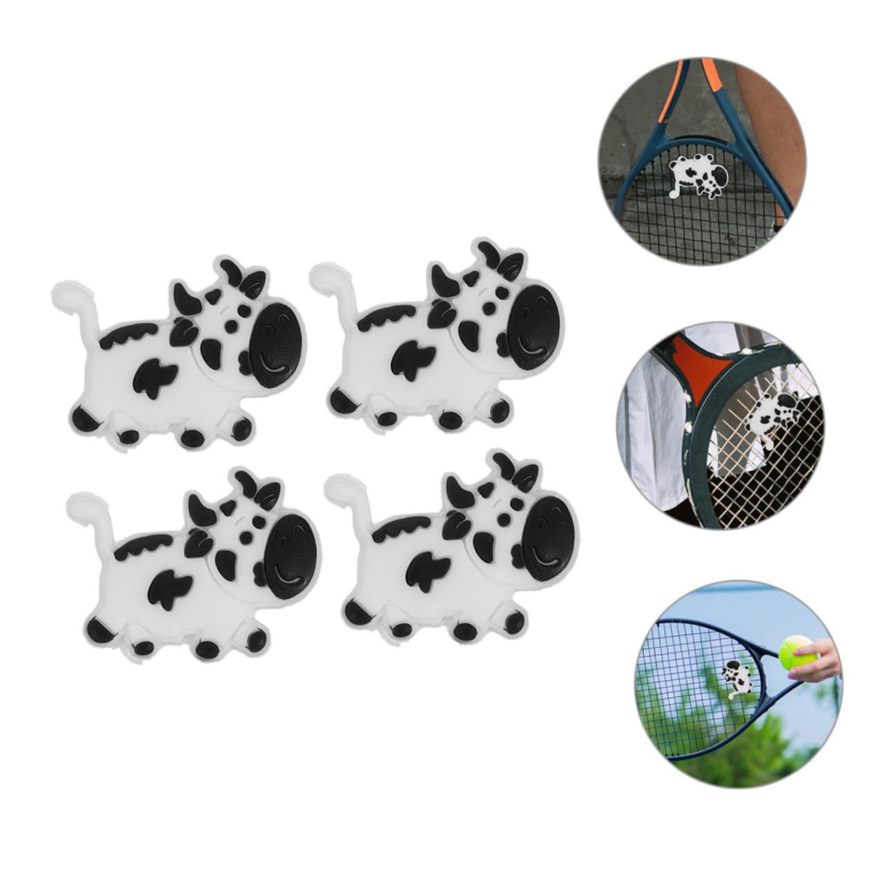 Abaodam 4Pcs Cow Shape Tennis Racket Vibration Dampeners Unique Silicone Shock Absorbers for Enhanced Control and Comfort and Tennis Accessories