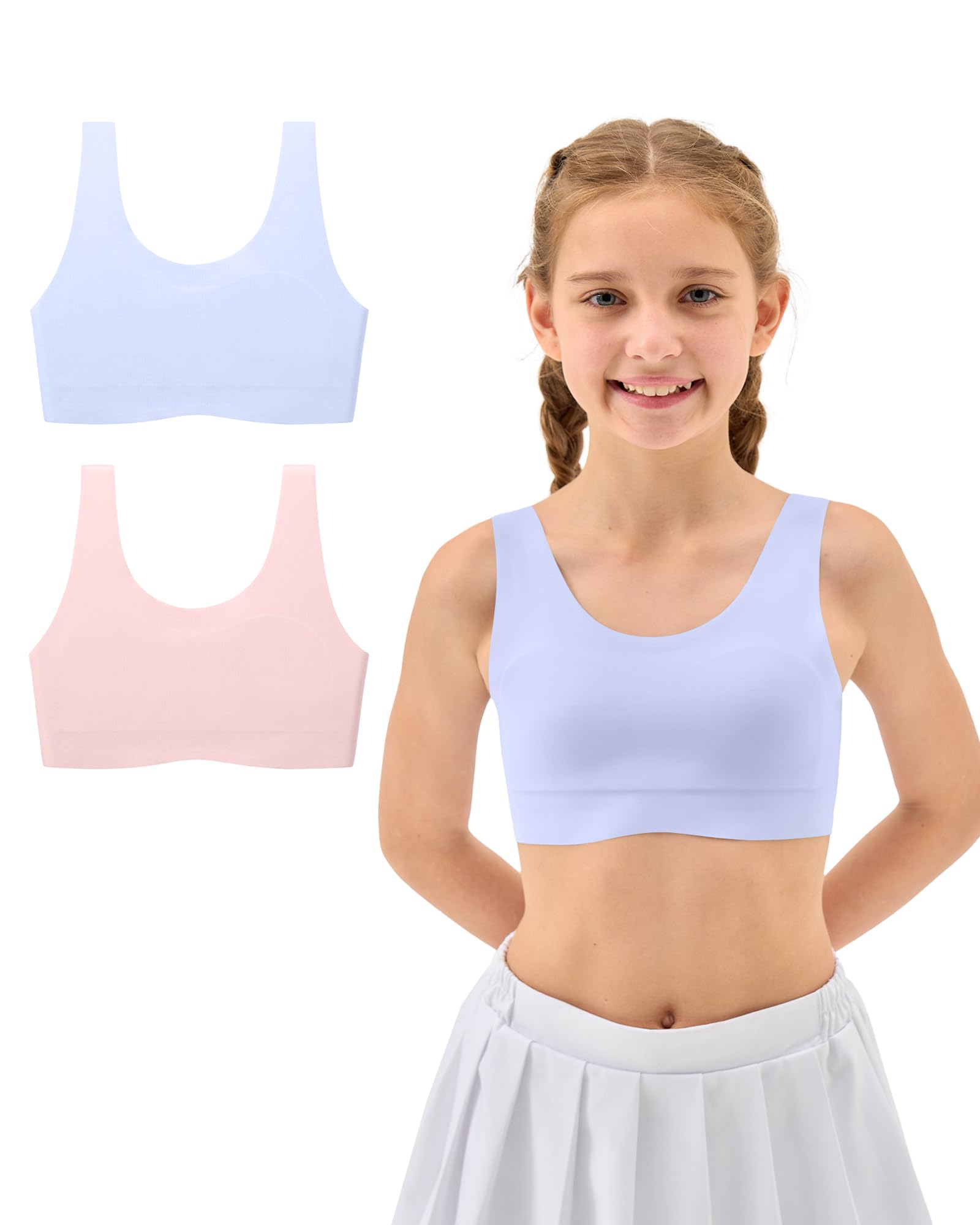 Sascina Training Bra for Girls 7-8, 8-10, 10-12 Seamless Bras for Girls Sports Bras Comfortable- No Pads, Chest Double Lined