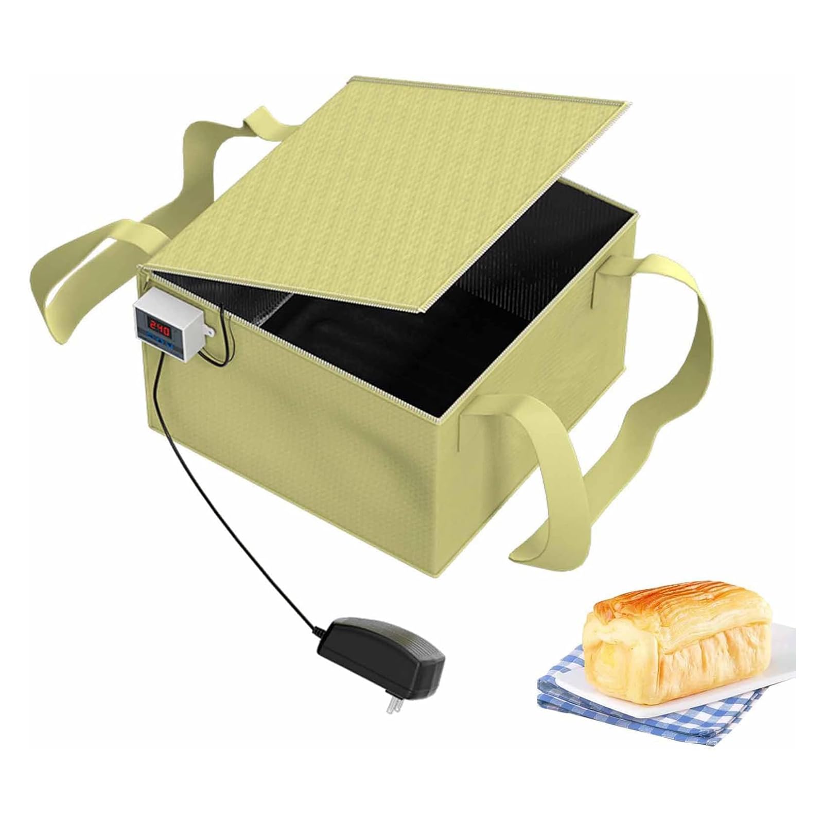 Pudełko do wyrastania ciasta, składany pojemnik do wyrastania ciasta z grzałką, zestaw do wyrastania ciasta na chleb i pizzę, akcesoria do regulacji temperatury do wyrastania chleba, jogurtu, natto