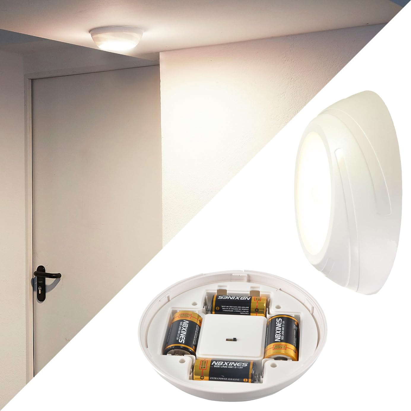 Northpoint LED Batterie Sensorleuchte – Bewegungsmelder, Dämmerungssensor, 19 cm