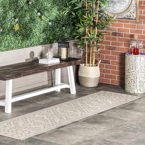nuLOOM Cari - Alfombra marroquí Tribal para Interiores y Exteriores, 2 x 8 pies, Color Gris