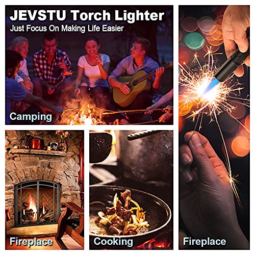 Jevstu Torch Lighter, Butane Lighter With Fuel Level Window For Candle, Adjustable Fire Jet Torch Windproof Lighter Long For Grill Cooking Survival, Mini Men Gifts, Black (Lighter Fluid Not Included) #TOP5