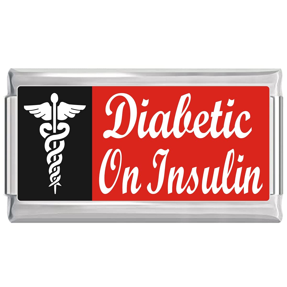 Diabetic On Insulin Medical Alert Italian Charm on Red Superlink Bracelet Jewelry Link-image-37