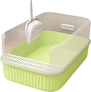 Generic Cat Toilet Kitty Litter Pan Durable Easy Clean Detachable Semi Closed Pet Accessories with Cat Litter Spade Cat Potty, Green
