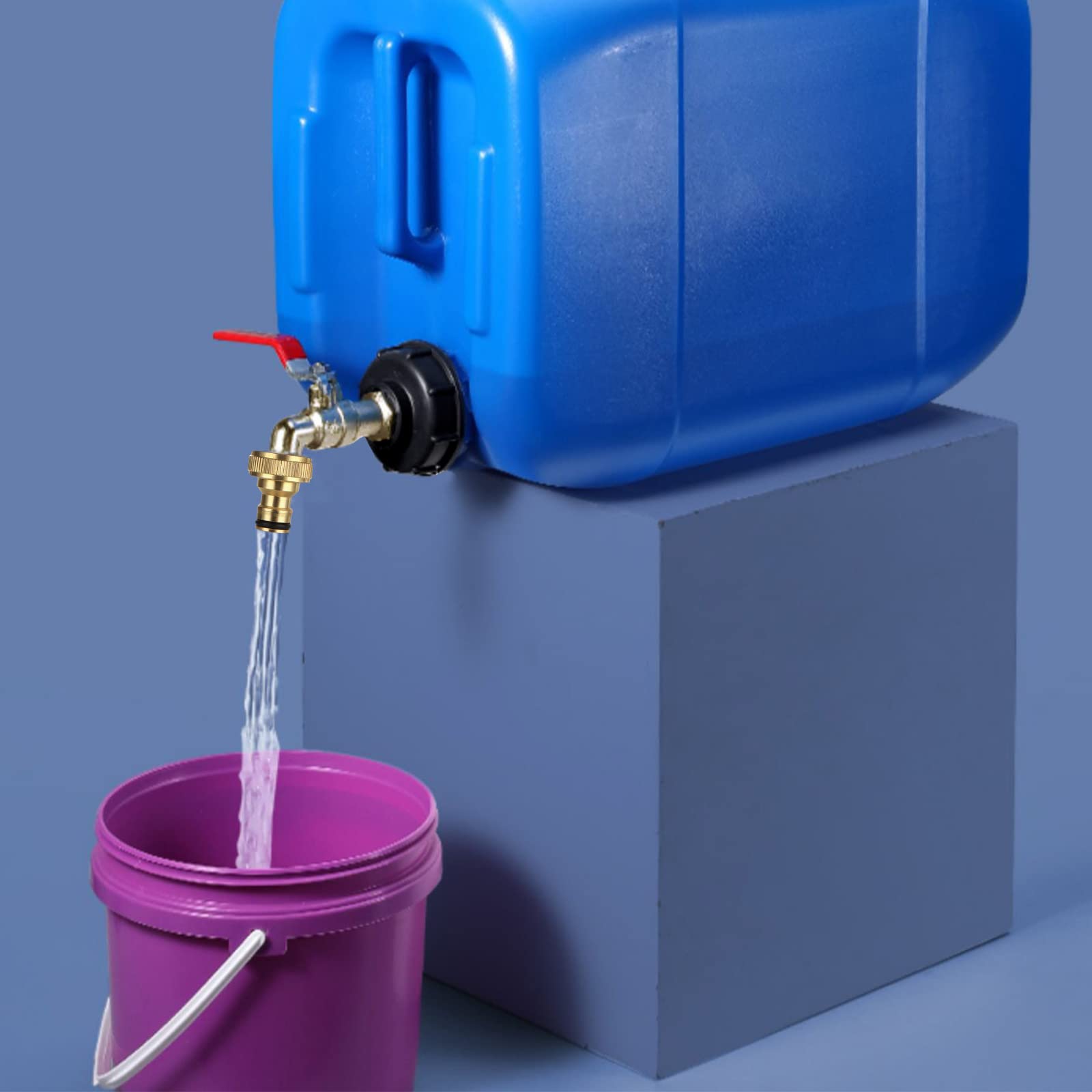 JMIATRY 2 piezas Grifo Deposito 1000 Litros, 1/2'' Adaptador de Depósito IBC, Adaptador Bidon 1000 Litros para Exterior Jardin Deposito Agua Lluvia Adaptador