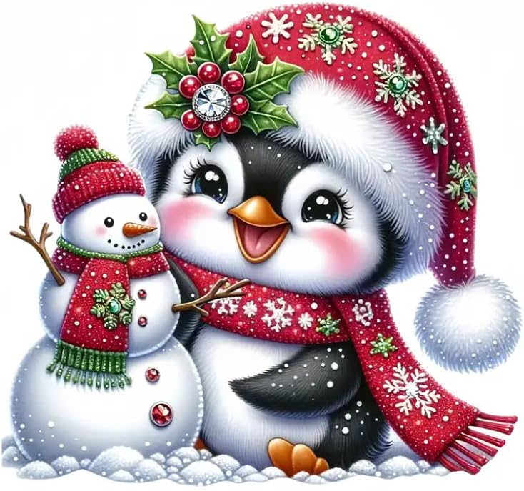 Christmas Penguin Snowman PVC Vinyl Car Decals Stickers Waterproof Self-Adhesive Decals for Cars, Laptops, Trucks, Motorcycles Wall Window Luggage Scratch Cover Door Decor Sticker