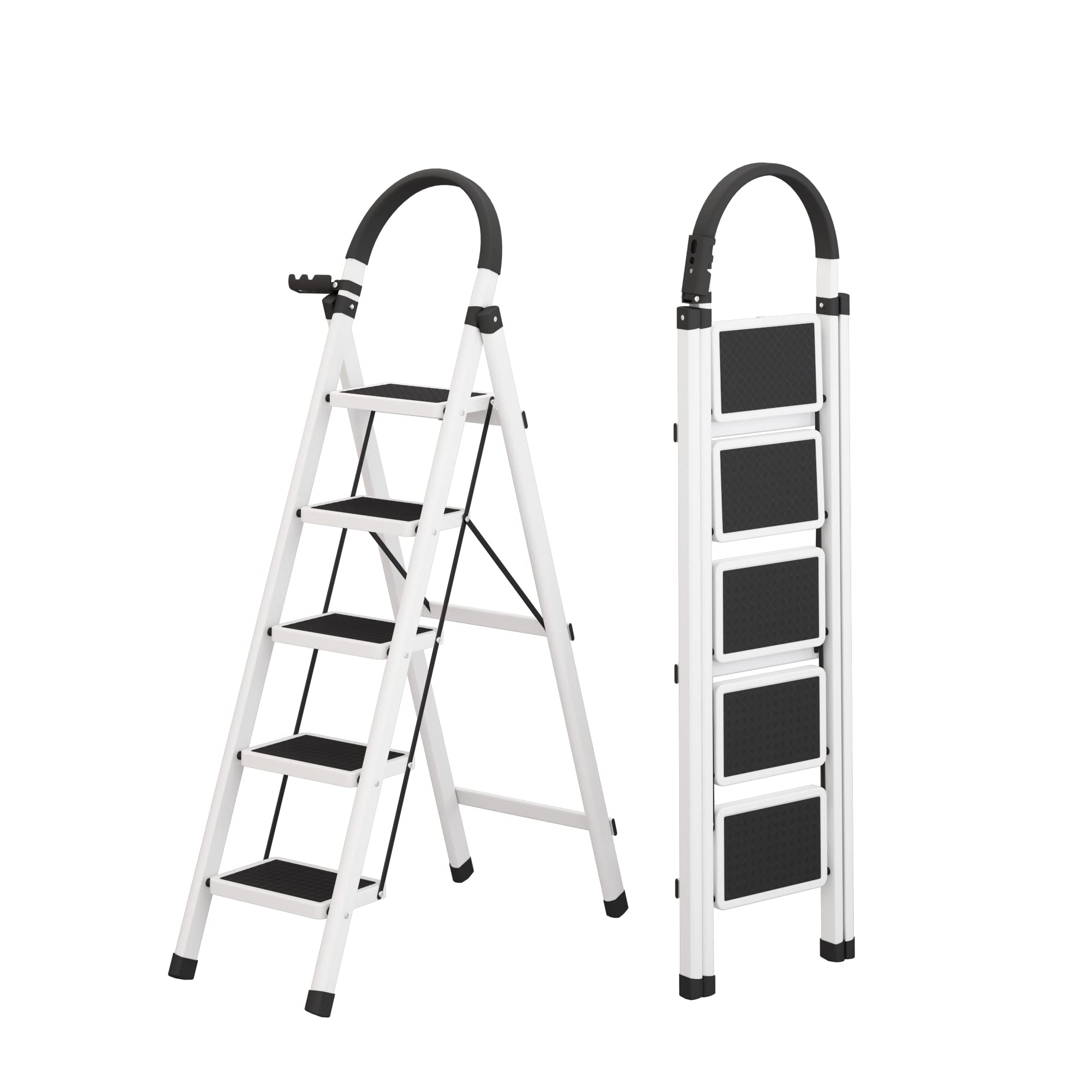 Buy JOI 5 Step Ladder , Folding Step Stool with AntiSlip Wide Pedal