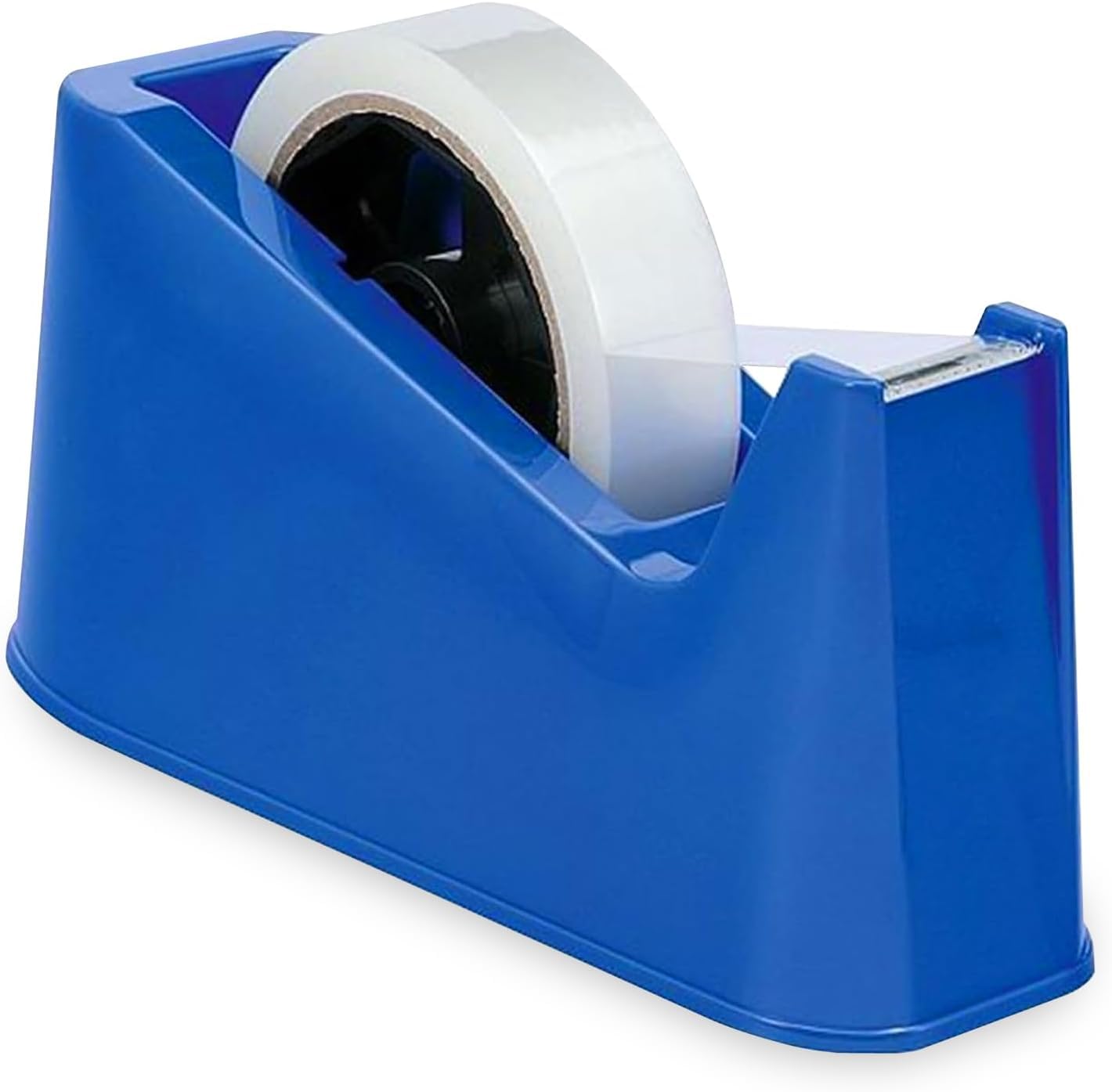 Aibulo Heavy Duty Tape Dispenser with Clear Tape Roll & Extra Spindle – Weighted Non-Slip Desktop Sellotape Dispenser, One-Hand Use for Packing, Office, Home & Parcel Tape (Blue)