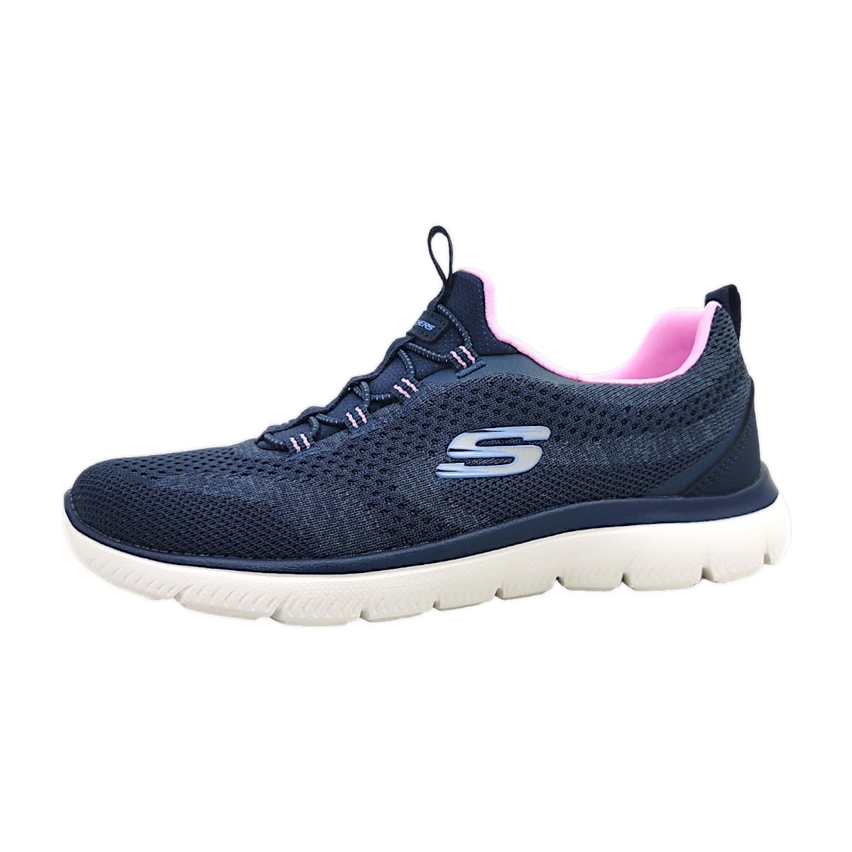 Skechers Women's Summits New Nature Trainers, Navy Knit/Pink & Periwinkle Trim, 6.5 UK