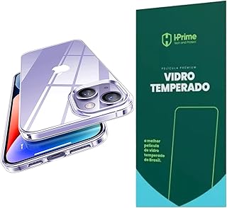 Kit Capa Capinha Para iPhone iPhone 14 Tela de 6.1 Case Air Anti Impacto Transparente + Película Hprime De Vidro Temperado (Transparente + Hprime Vidro Temperado)