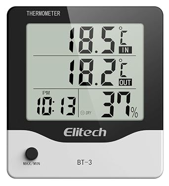 Elitech BT-3 Digital Hygrometer Thermometer Temperature and Humidity Monitor Indoor/Outdoor